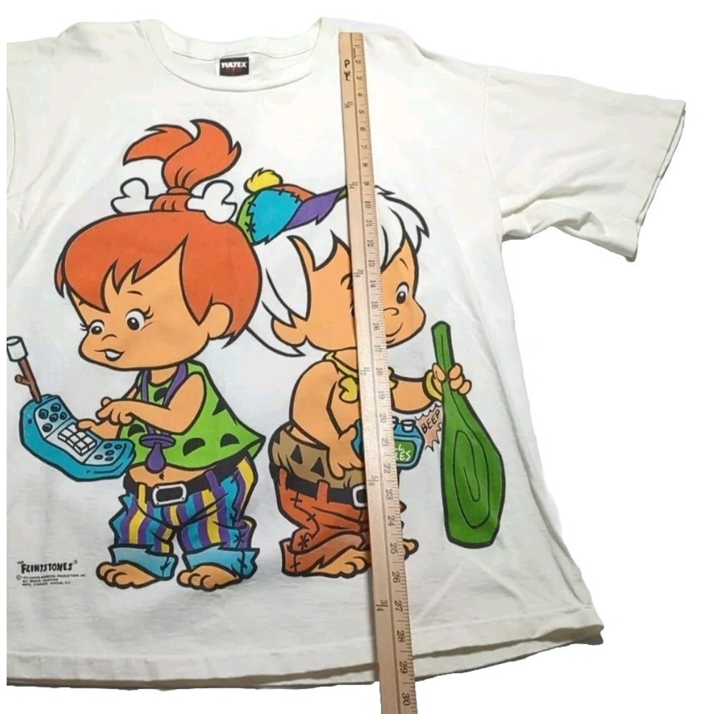 Vintage 1993 Flintstones Shirt Bamm Bamm Pebbles AOP Mens XL Tultex - Picture 8 of 12